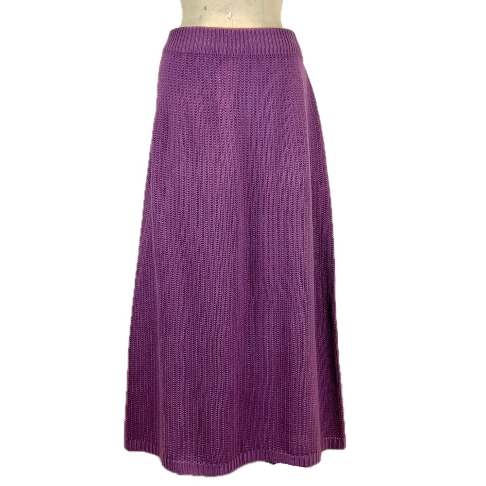 Knit sweater skirt long maxi elastic pull on waist jewel tone amethyst purple XL